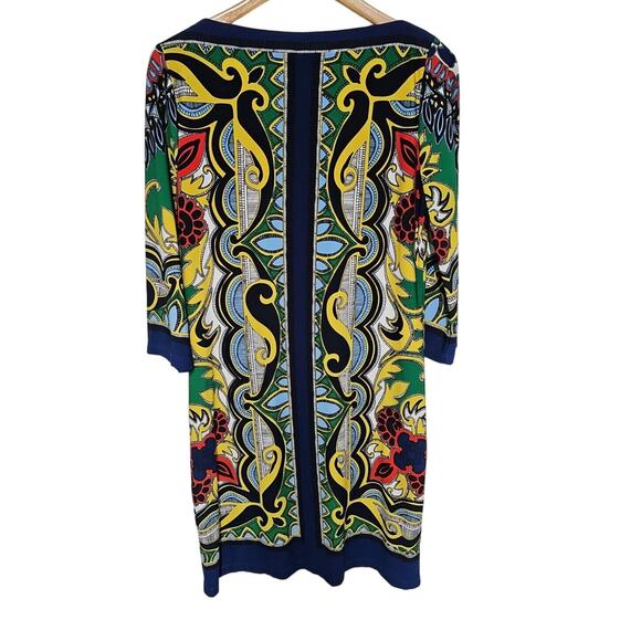 Beige by ECI Geometric Knee Length Shift Dress Womens 8 Boho Nostalgia Classic - Picture 2 of 9